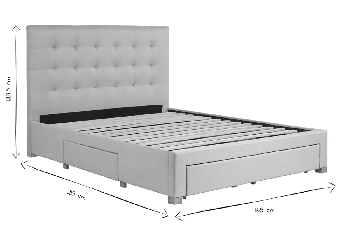 Miliboo Bett mit Schubladen 160x200 cm in beigem Stoff RENO* Betten Für Erwachsene
