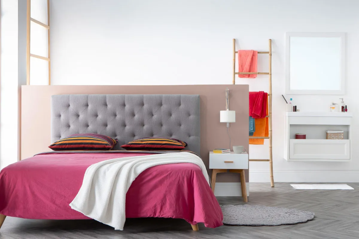 Miliboo Bettkopfteil, dunkelgrauer Stoff, 140 cm ENGUERRAND* Bett-kopfteile
