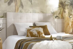 Miliboo Bettkopfteil gepolstert beigefarbener Stoff 140 cm HALCIONA* Bett-kopfteile