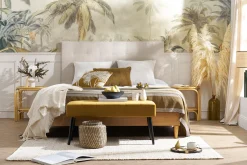 Miliboo Bettkopfteil gepolstert beigefarbener Stoff 160 cm HALCIONA* Bett-kopfteile