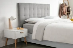 Miliboo Bettkopfteil gepolstert grauer Stoff 160 cm HALCIONA* Bett-kopfteile