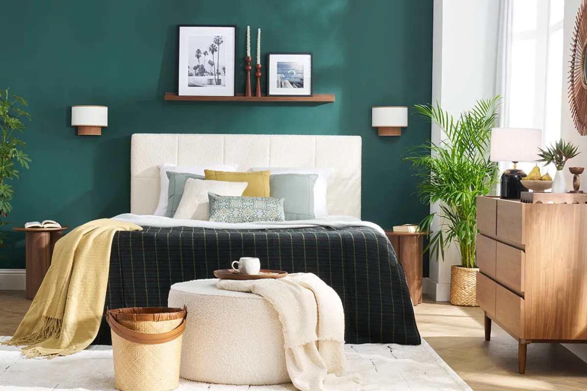 Miliboo Bettkopfteil mit Bouclé-Wolleffekt in Weiß 160 cm CLOVIS* Bett-kopfteile