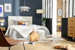 Miliboo Bettkopfteil mit Bouclé-Wolleffekt in Weiß 160 cm CLOVIS* Bett-kopfteile