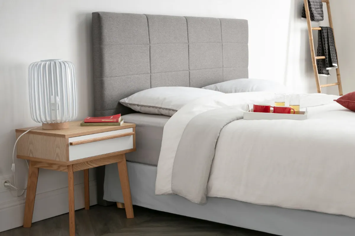 Miliboo Bettkopfteil modern aus beige-naturfarbenem Stoff 160 cm ANATOLE* Bett-kopfteile