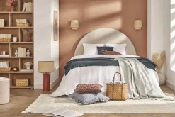 Miliboo Bettkopfteil rund B160 cm beiger Stoff NAOMY* Bett-kopfteile