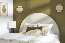 Miliboo Bettkopfteil rund B160 cm beiger Stoff NAOMY* Bett-kopfteile