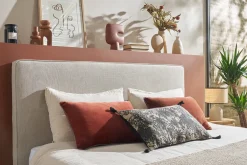 Miliboo Bettkopfteil zum Aufhängen B180 grauer Stoff mit Samteffekt LILY* Bett-kopfteile