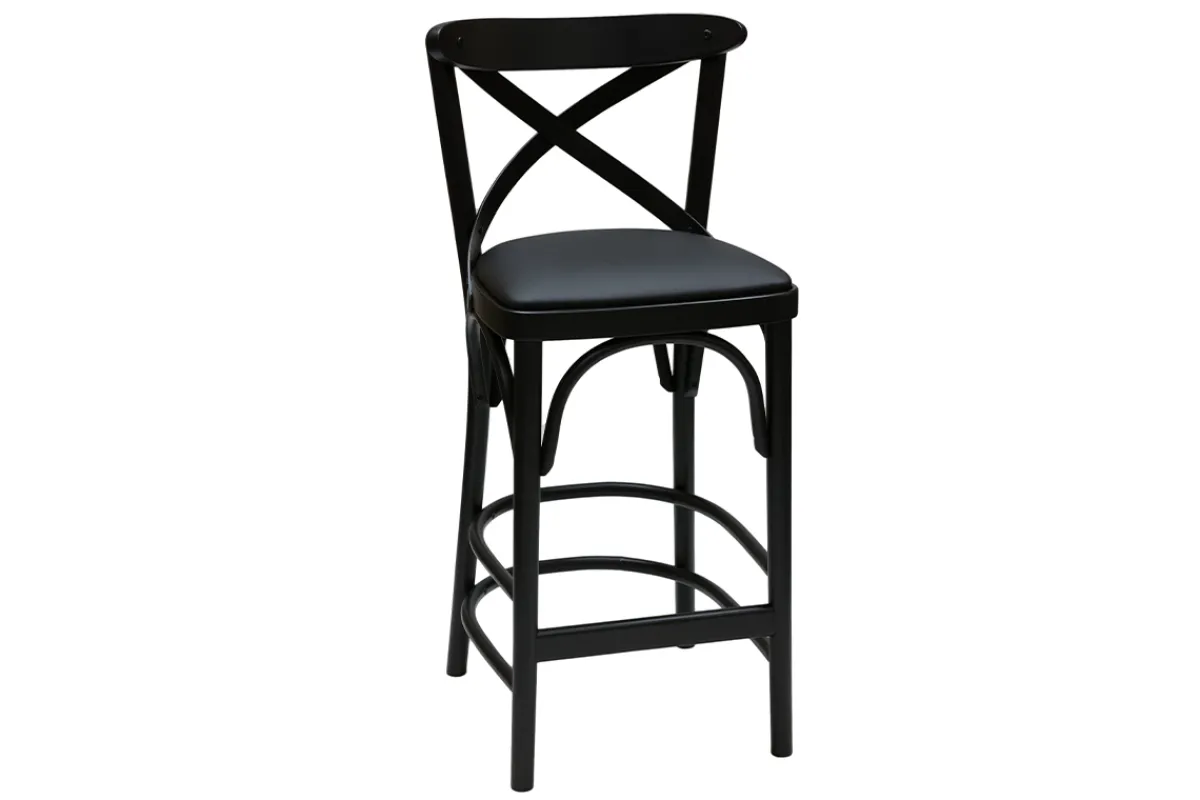 Miliboo Bistro-Barhocker massives Buchenholz schwarz H65 MARCEL* Barhocker