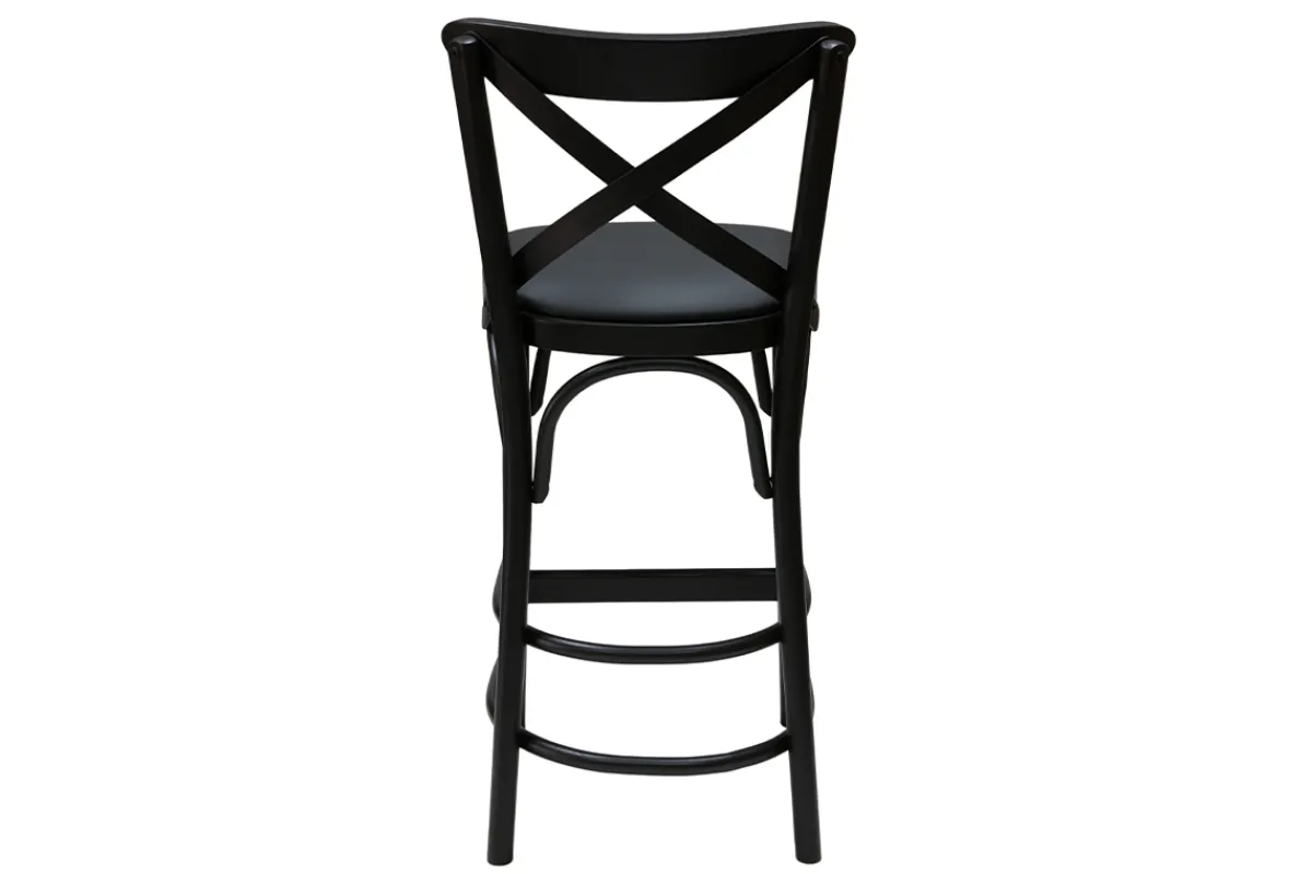 Miliboo Bistro-Barhocker massives Buchenholz schwarz H65 MARCEL* Barhocker