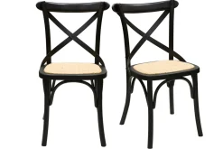 Miliboo Bistro-Stühle aus schwarzem Holz und Rattangeflecht (2er-Set) MARCEL* Design-stühle|Holzstühle