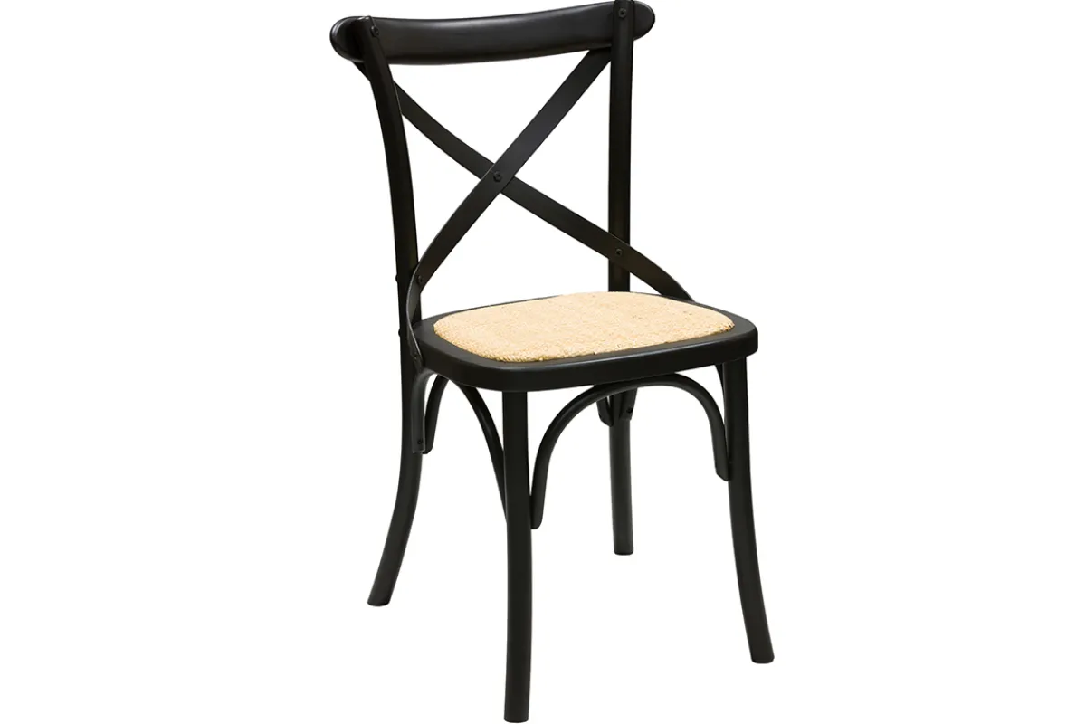 Miliboo Bistro-Stühle aus schwarzem Holz und Rattangeflecht (2er-Set) MARCEL* Design-stühle|Holzstühle