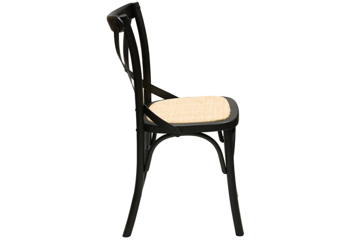 Miliboo Bistro-Stühle aus schwarzem Holz und Rattangeflecht (2er-Set) MARCEL* Design-stühle|Holzstühle