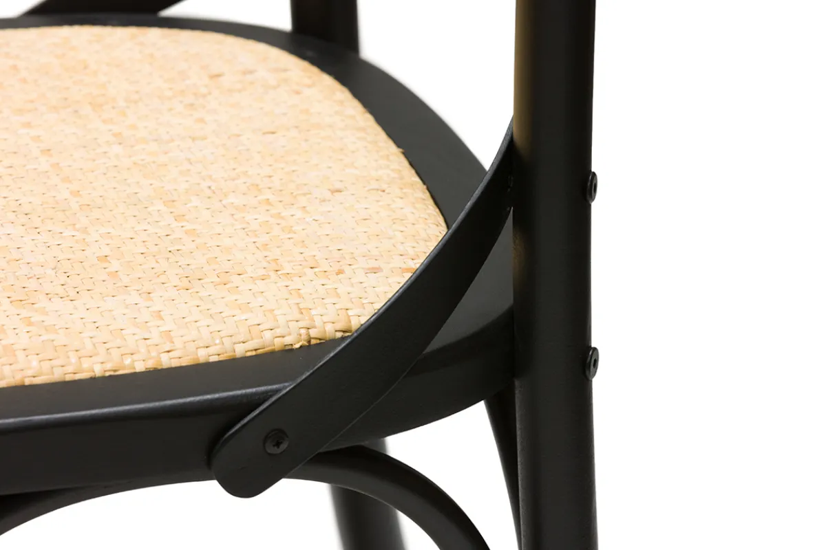 Miliboo Bistro-Stühle aus schwarzem Holz und Rattangeflecht (2er-Set) MARCEL* Design-stühle|Holzstühle