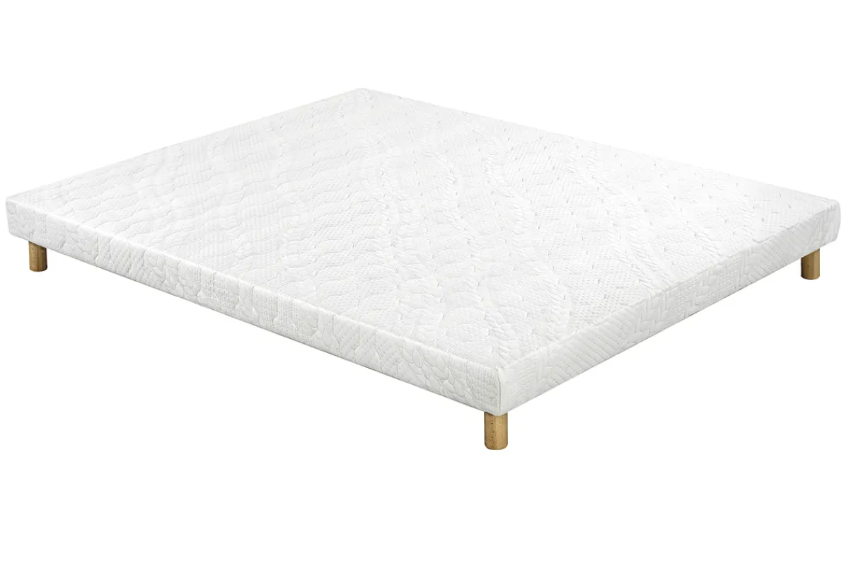 Miliboo Boxspringbett weiß mit Holzfüßen 140 x 200 cm JAMI* Betten Für Erwachsene