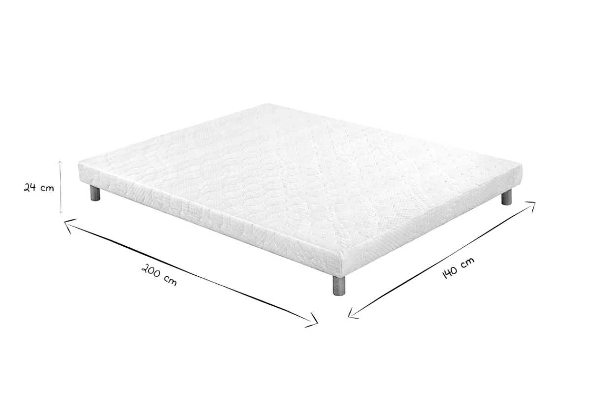 Miliboo Boxspringbett weiß mit Holzfüßen 140 x 200 cm JAMI* Betten Für Erwachsene
