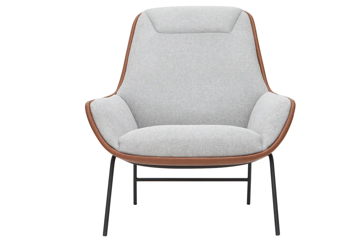 Miliboo Brauner Designersessel mit grauem Samteffekt-Stoff MARCEAU* Design-sessel|Sessel