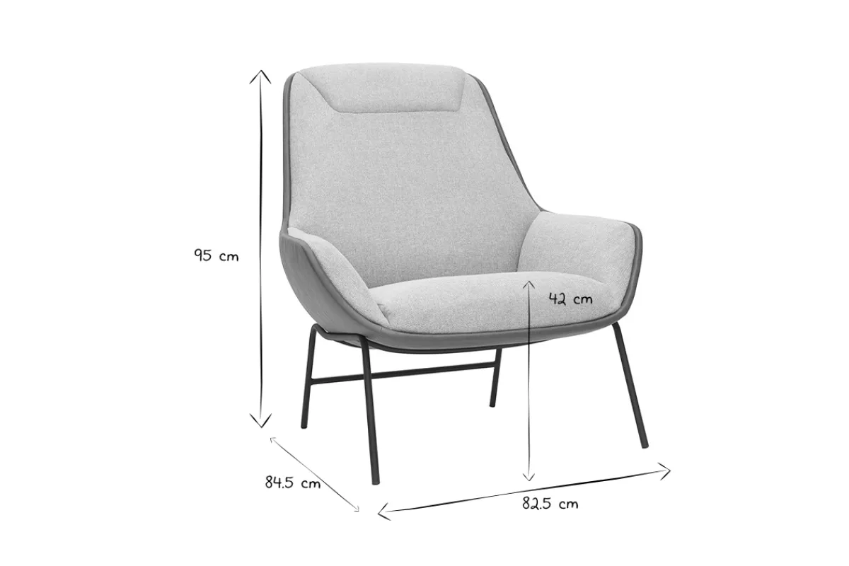 Miliboo Brauner Designersessel mit grauem Samteffekt-Stoff MARCEAU* Design-sessel|Sessel