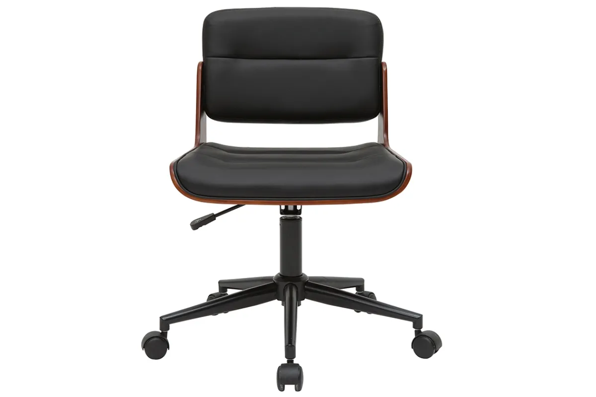 Miliboo Bürostuhl drehbar schwarz mit dunklem Holz ARAMON* Bürostühle|Bürostuhl Zum Kleinen Preis