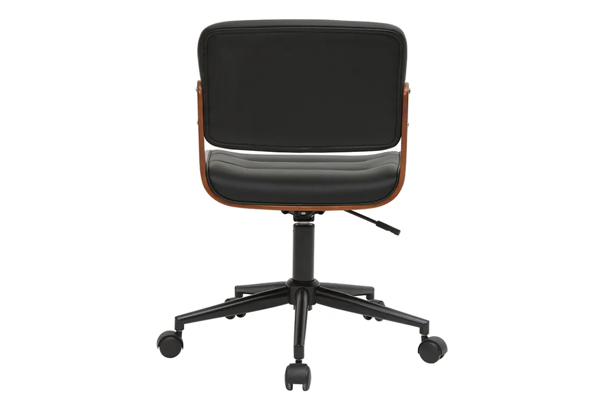 Miliboo Bürostuhl drehbar schwarz mit dunklem Holz ARAMON* Bürostühle|Bürostuhl Zum Kleinen Preis