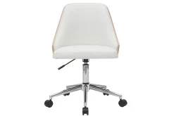 Miliboo Bürostuhl PU weiß, helles Holz QUINO* Bürostühle|Bürostuhl Zum Kleinen Preis