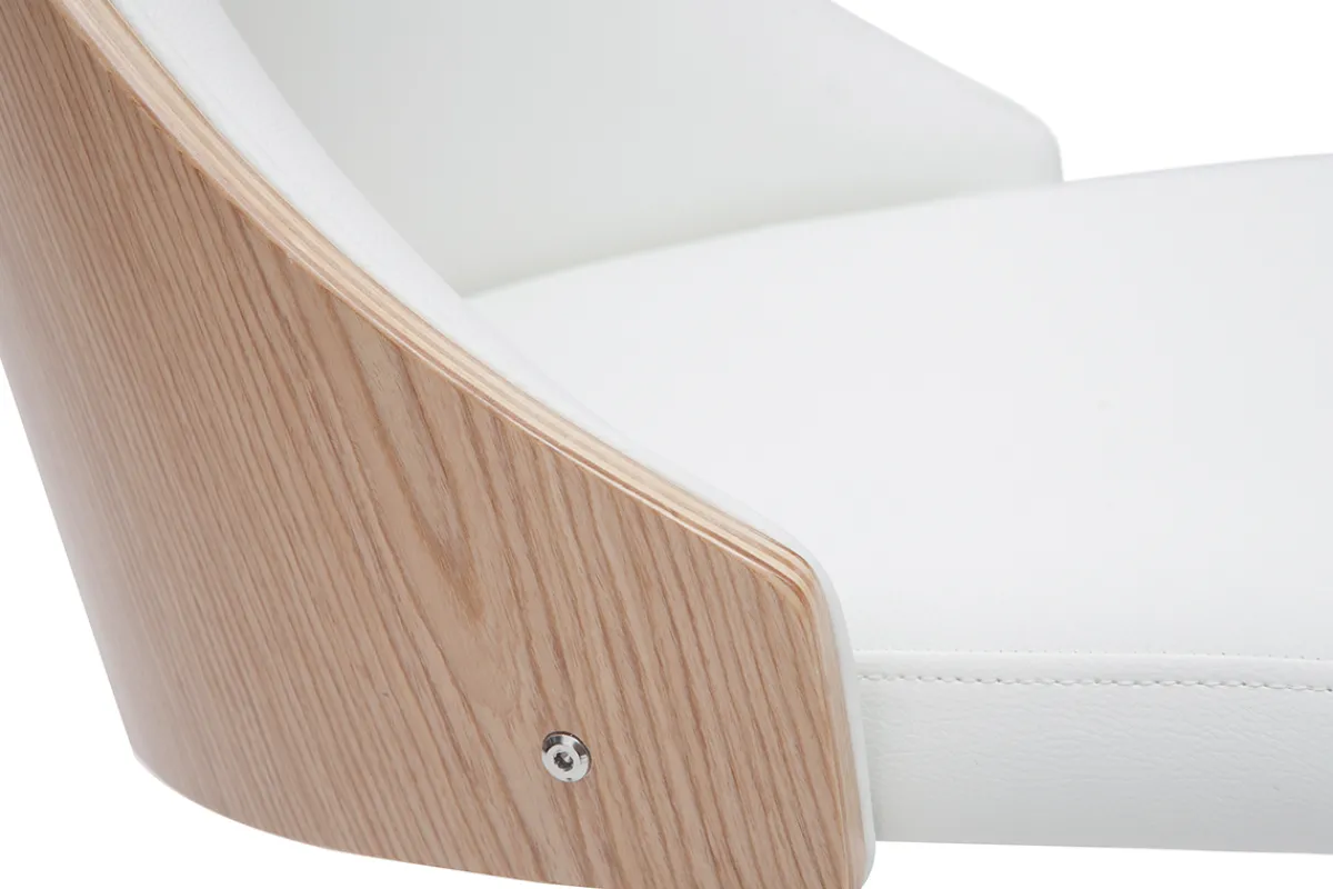 Miliboo Bürostuhl PU weiß, helles Holz QUINO* Bürostühle|Bürostuhl Zum Kleinen Preis