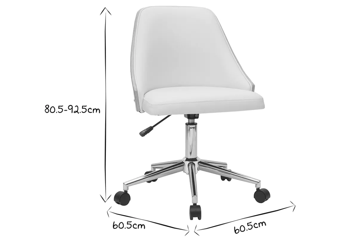 Miliboo Bürostuhl PU weiß, helles Holz QUINO* Bürostühle|Bürostuhl Zum Kleinen Preis