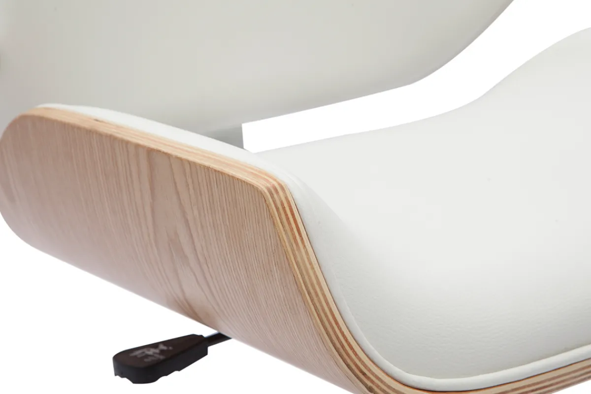 Miliboo Bürostuhl PU weiß mit hellem Holz RUBBENS* Bürostühle|Bürostuhl Zum Kleinen Preis