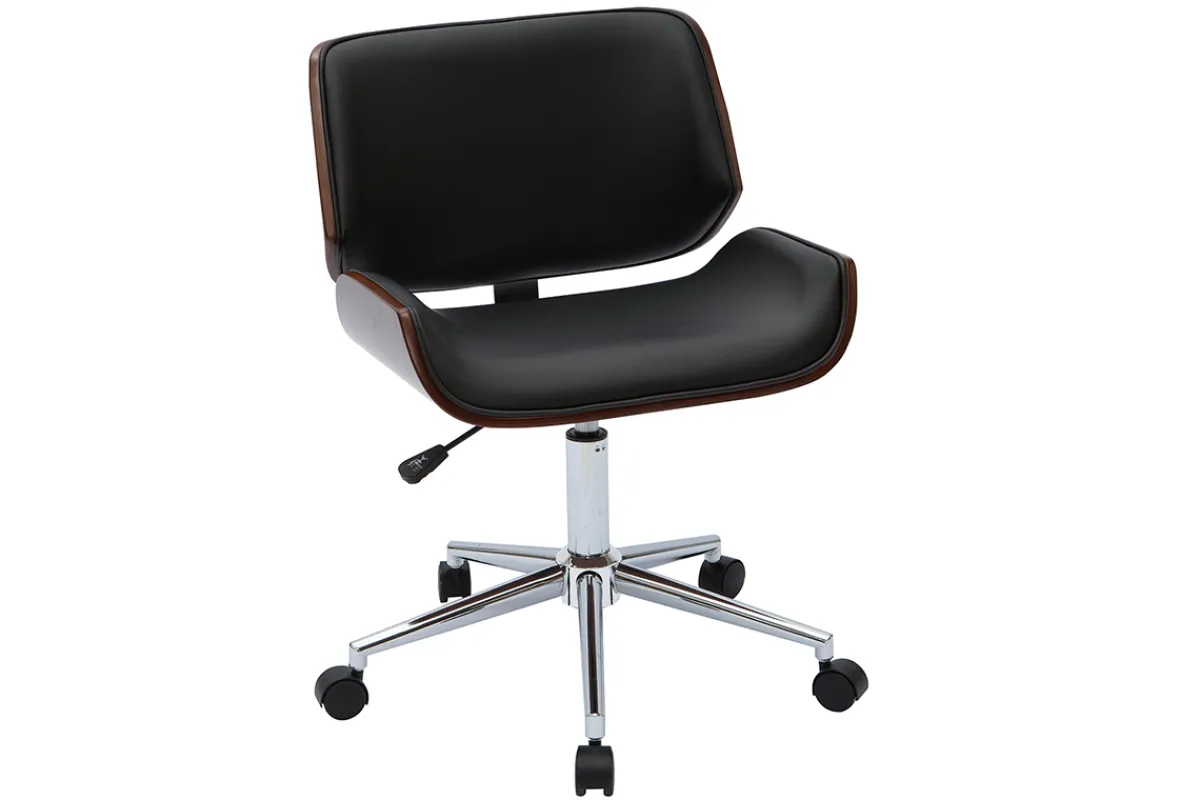 Miliboo Bürostuhl schwarz mit dunklem Holz RUBBENS* Bürostühle|Bürostuhl Zum Kleinen Preis