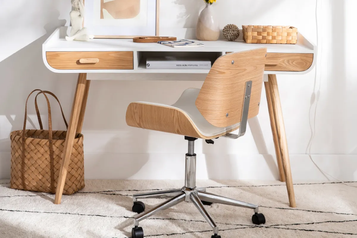 Miliboo Bürostuhl schwarz mit dunklem Holz RUBBENS* Bürostühle|Bürostuhl Zum Kleinen Preis