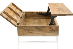 Miliboo Couchtisch aufklappbar Mangoholz und Metall Weiß 160cm BOHO* Couchtische