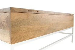 Miliboo Couchtisch aufklappbar Mangoholz und Metall Weiß 160cm BOHO* Couchtische