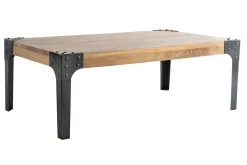 Miliboo Couchtisch aus massivem Mango und schwarzem Metall L100 cm MADISON* Couchtische