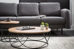 Miliboo Couchtisch Holz und Metall Schwarz rund 80 cm LACE* Couchtische