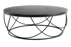 Miliboo Couchtisch Holz und Metall Schwarz rund 80 cm LACE* Couchtische