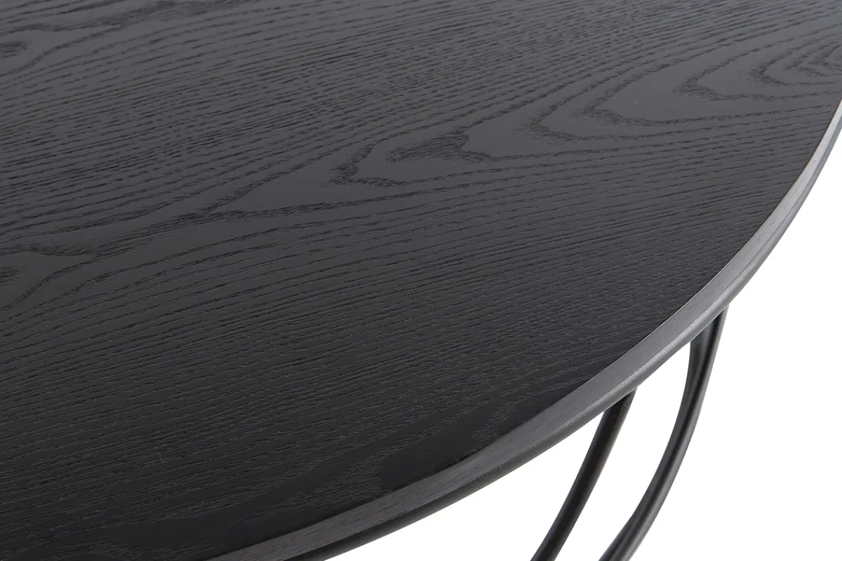 Miliboo Couchtisch Holz und Metall Schwarz rund 80 cm LACE* Couchtische
