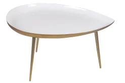 Miliboo Couchtisch lackierter Stahl weiß goldfarbene Füße DROP* Couchtische