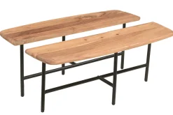 Miliboo Couchtisch mit 2 Platten aus Akazie und schwarzem Metall SUZANE* Couchtische