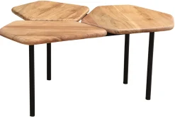 Miliboo Couchtisch mit 3 Platten aus Akazie und Metall SUZANE* Couchtische