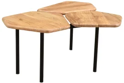 Miliboo Couchtisch mit 3 Platten aus Akazie und Metall SUZANE* Couchtische