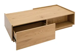 Miliboo Couchtisch mit Ablagefächern in hellem Holzfinish Eiche 2 Schubladen L120 cm MADERO* Couchtische