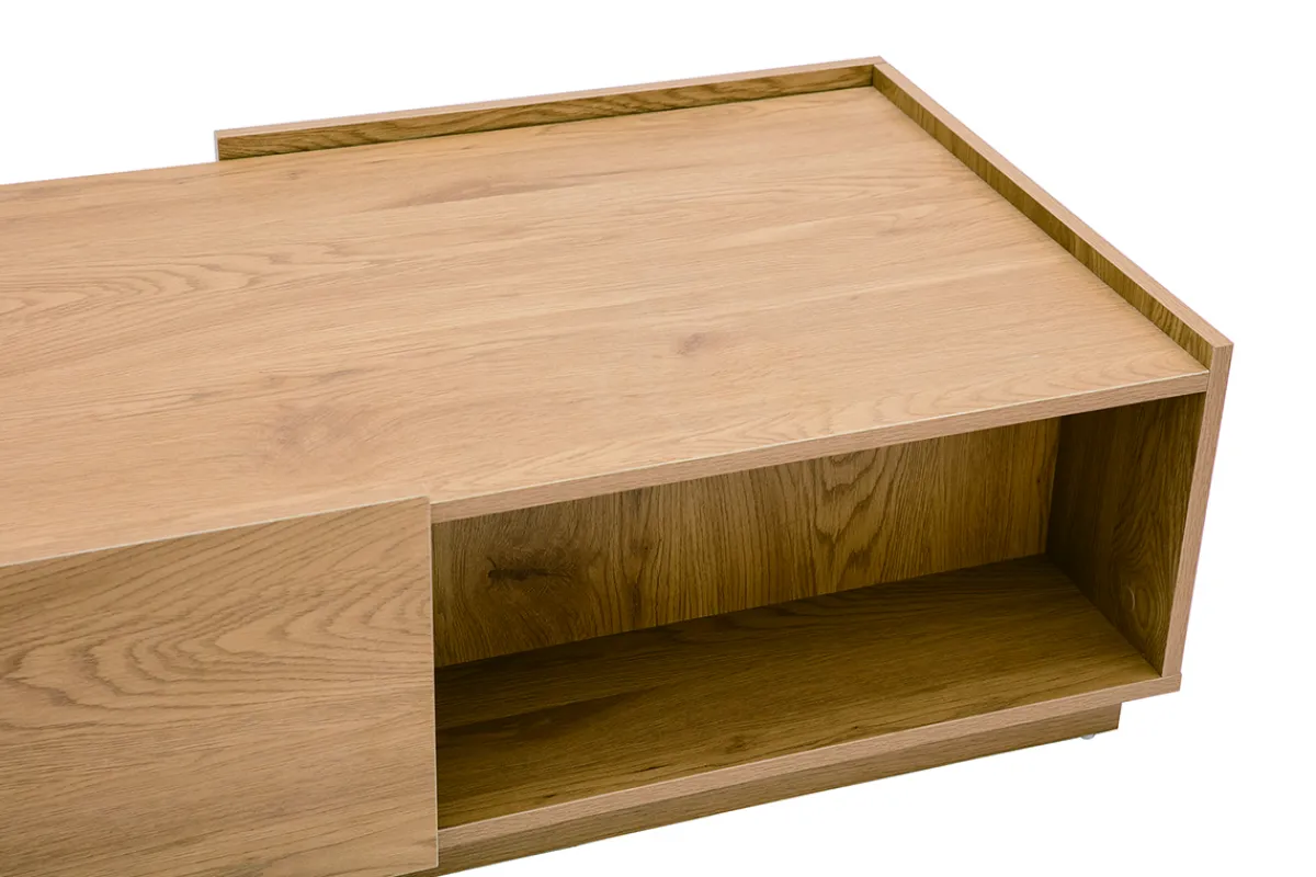 Miliboo Couchtisch mit Ablagefächern in hellem Holzfinish Eiche 2 Schubladen L120 cm MADERO* Couchtische
