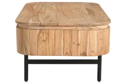 Miliboo Couchtisch mit Ablagefächern aus Massivholz und schwarzem Metall 4 Schubladen B115 cm NAPOLI* Couchtische