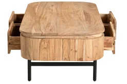 Miliboo Couchtisch mit Ablagefächern aus Massivholz und schwarzem Metall 4 Schubladen B115 cm NAPOLI* Couchtische