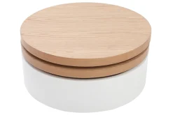 Miliboo Couchtisch mit drehbaren Tischplatten und Staufläche Weiß und Holz ICON* Couchtische