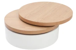 Miliboo Couchtisch mit drehbaren Tischplatten und Staufläche Weiß und Holz ICON* Couchtische
