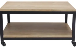 Miliboo Couchtisch mit Rollen aus massivem Mangoholz und Metall FACTORY* Couchtische