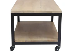 Miliboo Couchtisch mit Rollen aus massivem Mangoholz und Metall FACTORY* Couchtische