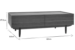 Miliboo Couchtisch mit Schubladen aus dunklem Holz B120 cm SANAA* Couchtische