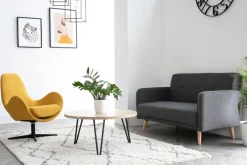 Miliboo Couchtisch rund Mangoholz und Metall 80 x 40 cm (B x H) VIBES* Couchtische