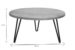 Miliboo Couchtisch rund strukturiert aus Mangoholz und schwarzem Metall VIBES* Couchtische